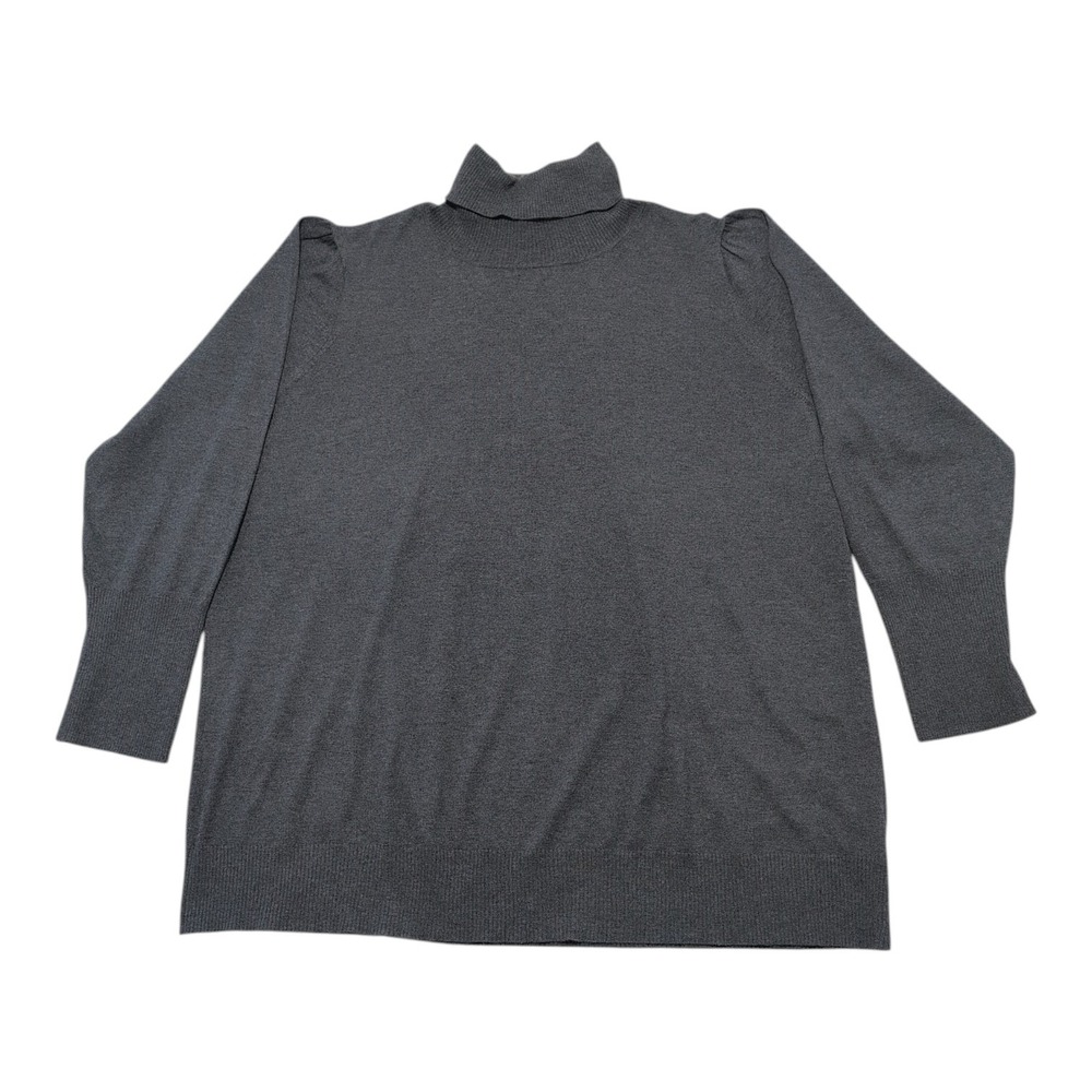 Dialogue Sweater Women's 3X Grey‎ Silk Blend Puffed Sleeves Turtleneck